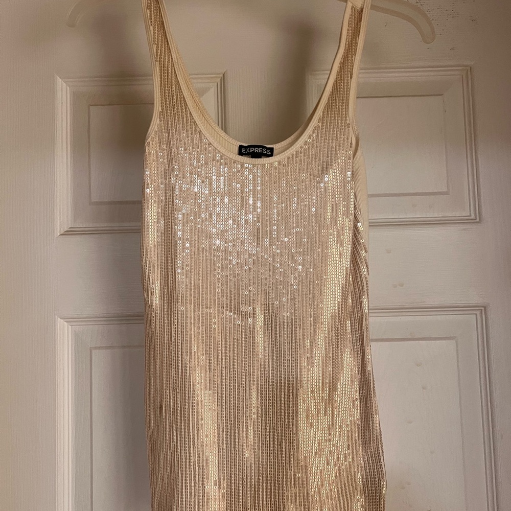 Express Cream Sequin Top